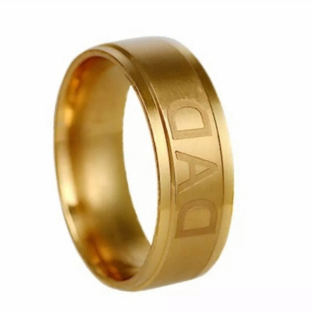 New Man Stainless Steel DAD Band Ring GoldNWT - Picture 2 of 2